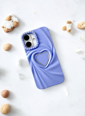 Lavender Swirl Heart Bling Case for iPhone 16