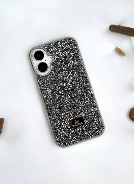 Grey Crystal Glitter Bae Case for iPhone 16 Plus