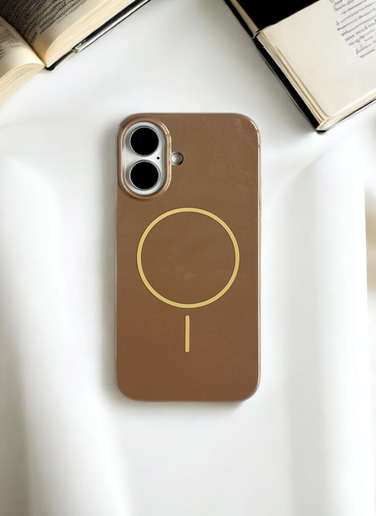 Brown Solid Silicone Case for iPhone 16 Plus
