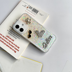 Yellow & White Glitter Queen Luxe Bling Case