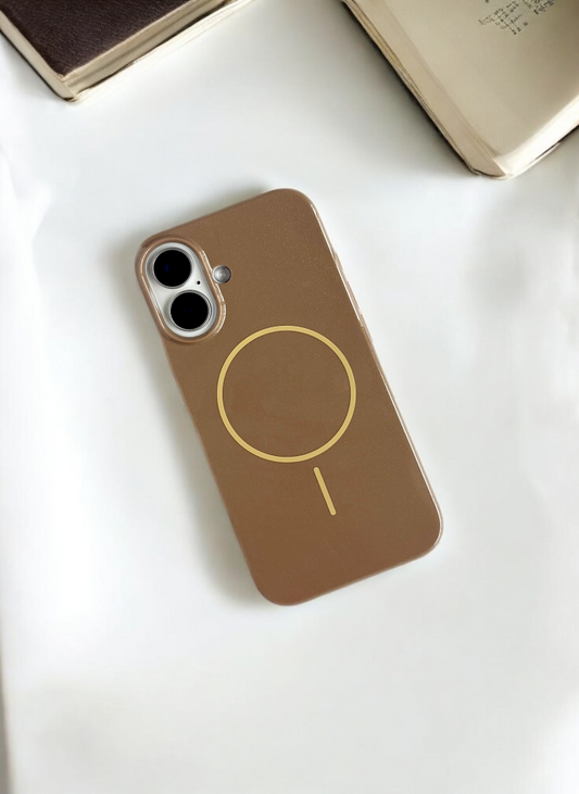 Brown Solid Silicone Case for iPhone 16 Plus