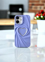 Lavender Swirl Heart Bling Case for iPhone 16