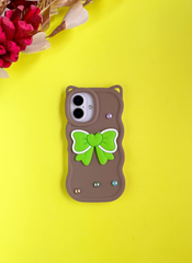 Mocha Brown BowTied Babe Sling Case for iPhone 16 Plus