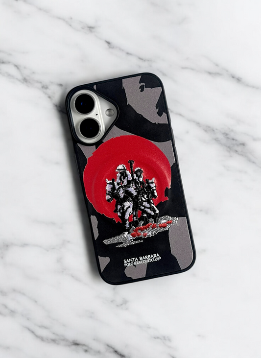 Santa Barbara Black Grey Camo Case for iPhone 16 Plus