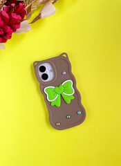 Mocha Brown BowTied Babe Sling Case for iPhone 16 Plus