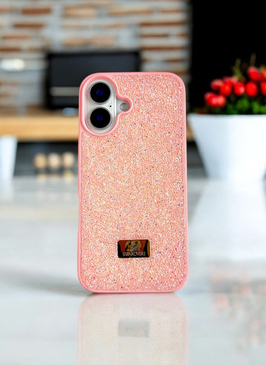Pink Crystal Glitter Bae Case for iPhone 16 Plus