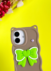 Mocha Brown BowTied Babe Sling Case for iPhone 16 Plus