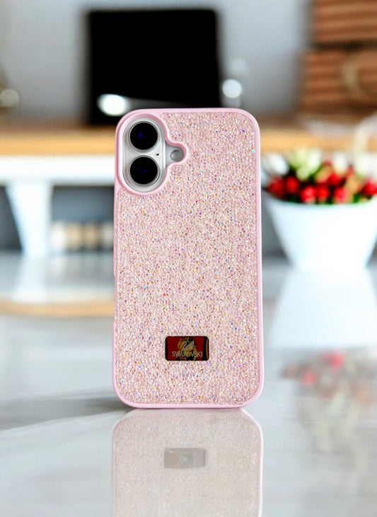 Soft Pink Crystal Glitter Bae Case for iPhone 16 Plus