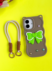 Mocha Brown BowTied Babe Sling Case for iPhone 16 Plus