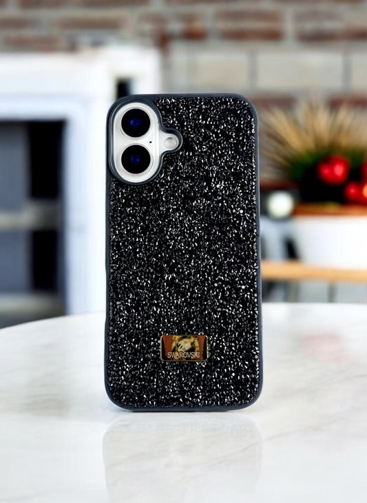 Black Crystal Glitter Bae Case for iPhone 16 Plus