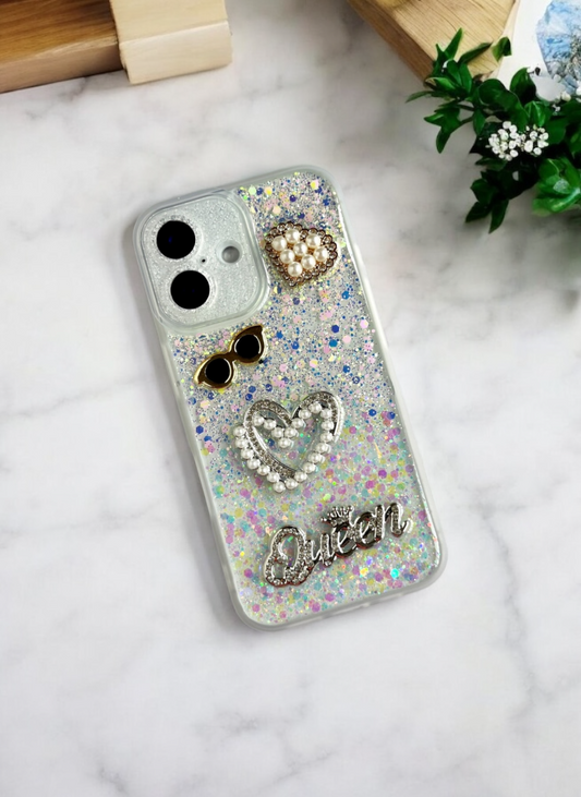 Gold Glitter Queen Case for iPhone 16 Plus