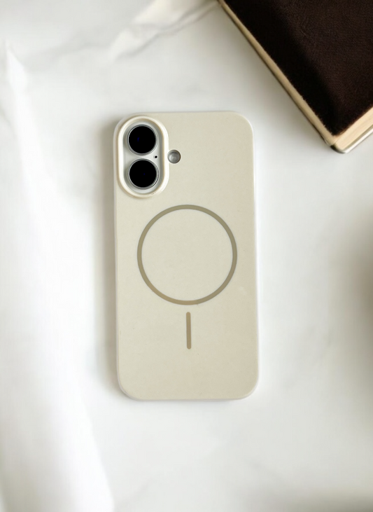 Cream Solid Silicone Case for iPhone 16 Plus