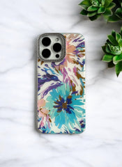 Blue & Purple Tie-Dye Design Floral Case for iPhone 16 Pro