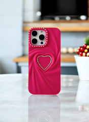 Pink Swirl Heart Bling Case for iPhone 16 Pro Max