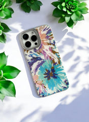 Blue & Purple Tie-Dye Design Floral Case for iPhone 16 Pro