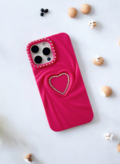 Pink Swirl Heart Bling Case for iPhone 16 Pro Max