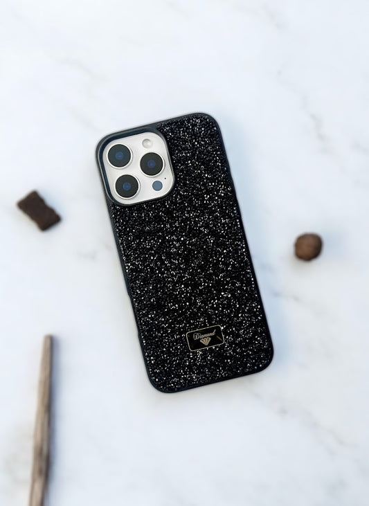 Black Crystal Glitter Bae Case for iPhone 16 Pro