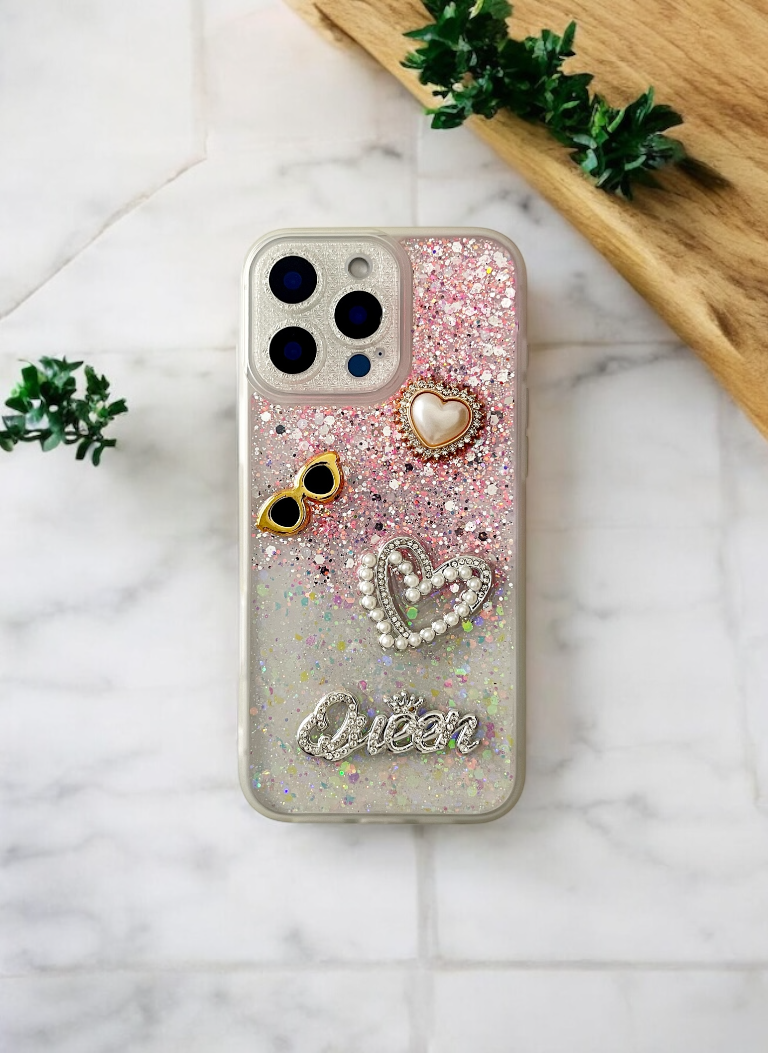 Pink Glitter Queen Case for iPhone 15 Pro Max