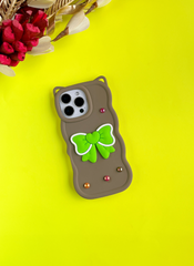 Mocha Brown BowTied Babe Sling Case for iPhone 15 Pro