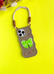 Mocha Brown BowTied Babe Sling Case for iPhone 15 Pro