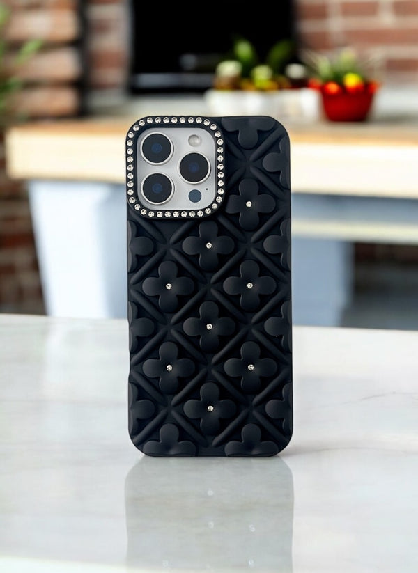 Black Blossom 3D Flower Phone Case
