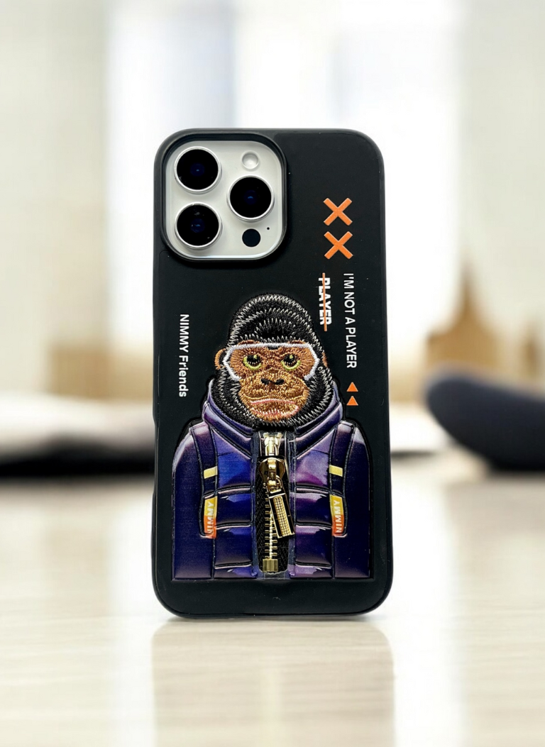 Nimmy Black Gorilla Embroidery Case for iPhone 15 Pro Max