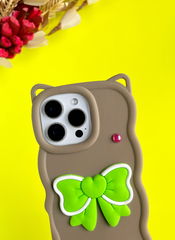Mocha Brown BowTied Babe Sling Case for iPhone 15 Pro