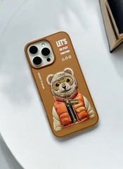 Nimmy Brown Bear Embroidery Case for iPhone 16 Pro