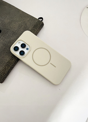 Cream Solid Silicone Case for iPhone 16 Plus