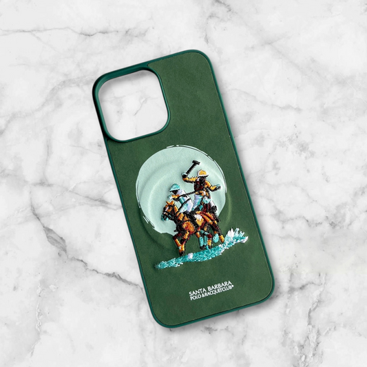 Santa Barbara Green Phone Case with Embroidered Polo Players