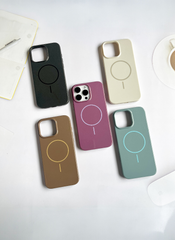 Brown Solid Silicone Case for iPhone 16 Plus