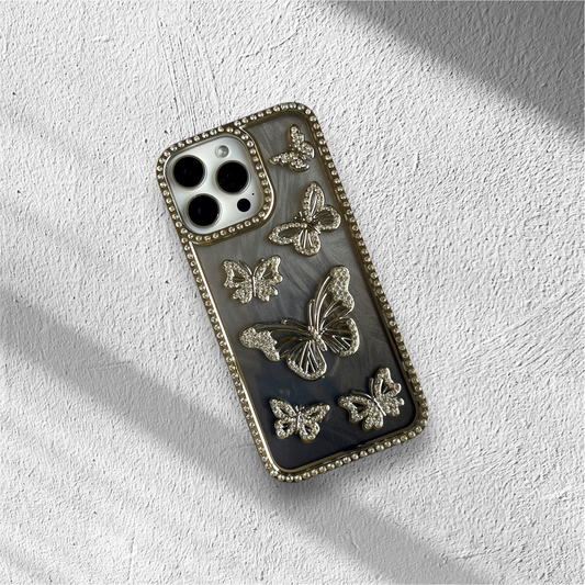 Butterfly Design Silver Color Case for iPhone