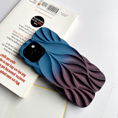 3D Leave Design Steel Blue-Dark Plum Dual Tone Silicon Case