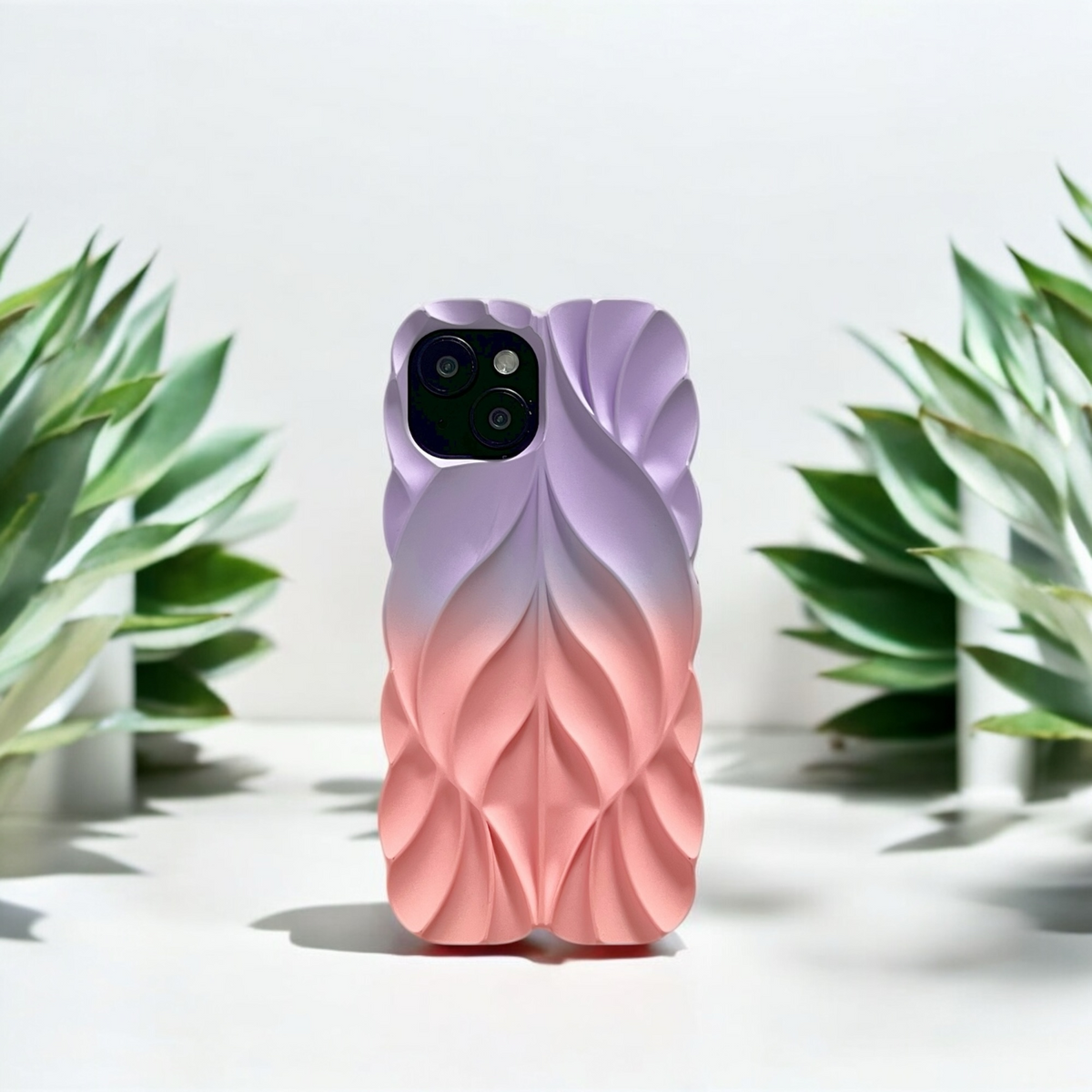 3D Leave Design Lavender Pink Dual Tone Silicon Case