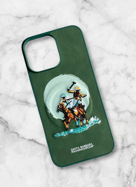 Santa Barbara Green Phone Case with Embroidered Polo Players
