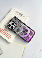 Purple Color Butterfly Phone Case With Studded Diamonds