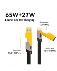 4 in 1 fast Charging Cable, USB-A to Type-C, Compatible with and All Phones & Laptops, 27W Max PD