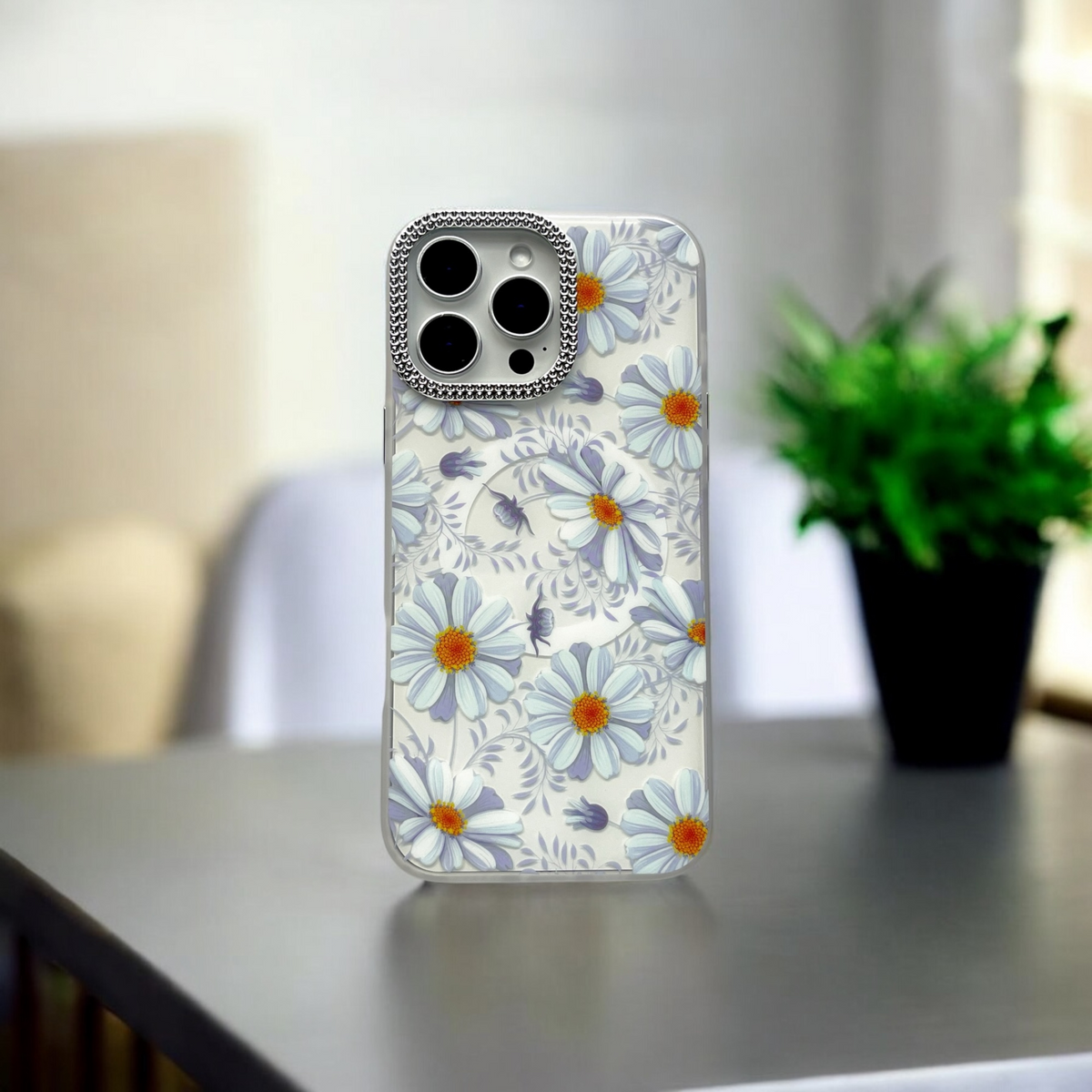 Elegant Floral Bliss Case- Daisy Dream Blue Flowers