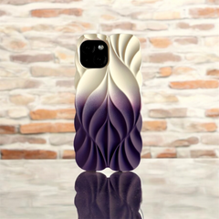 3D Leave Design Beige-Deep Indigo Dual Tone Silicon Case