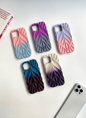 3D Leave Design Beige-Deep Indigo Dual Tone Silicon Phone Case
