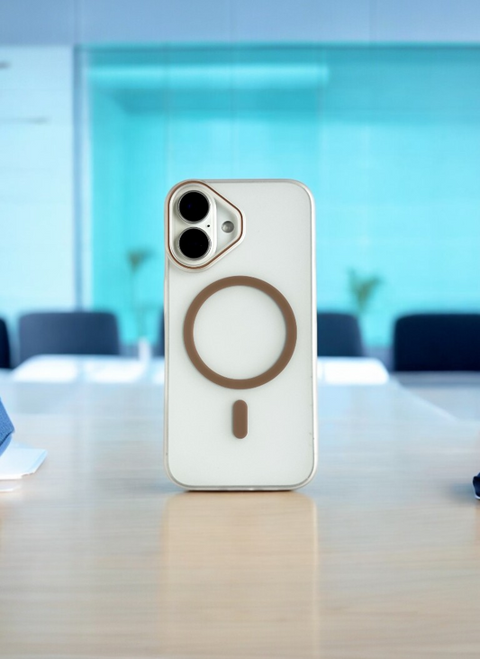 Brown Ring Clear Case with Anti Yellow Protection for iPhone 16 Plus