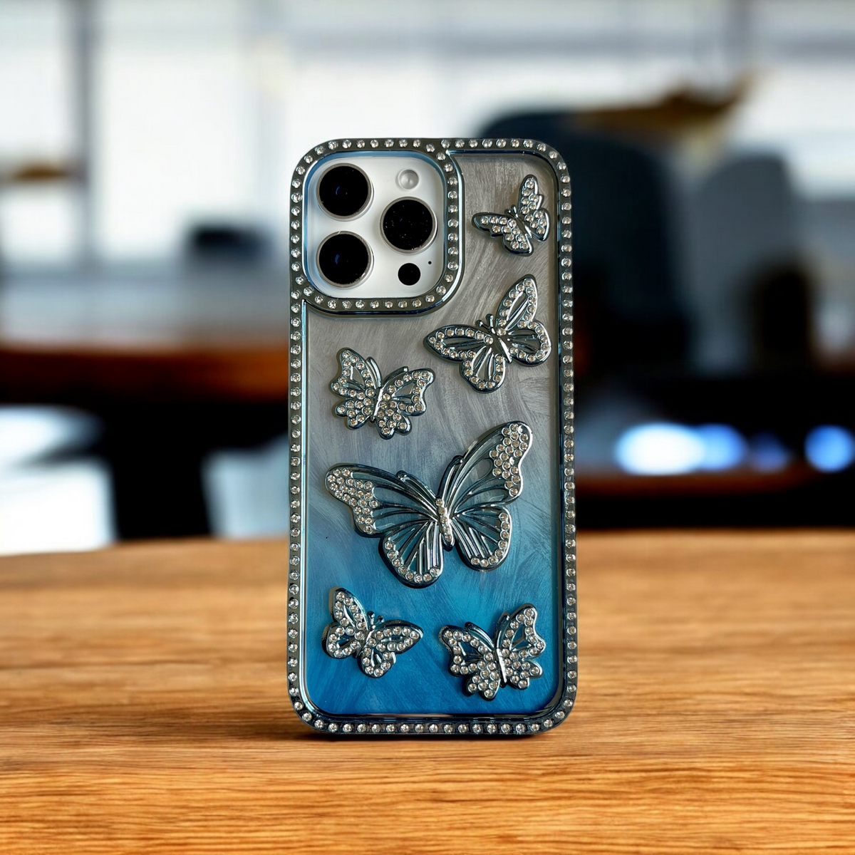 Butterfly Design Blue Color Case for iPhone