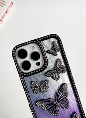 Purple Color Butterfly Phone Case With Studded Diamonds