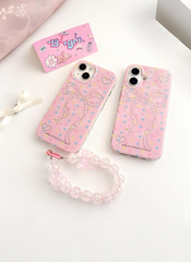 Sweetheart Love Ribbon Case with Charm for iPhone 15 Pro Max