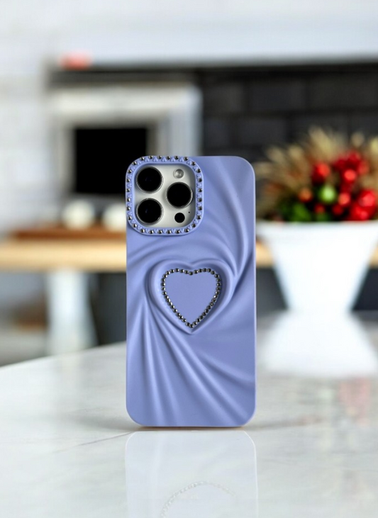 Lavender Swirl Heart Bling Case for iPhone 16 Pro