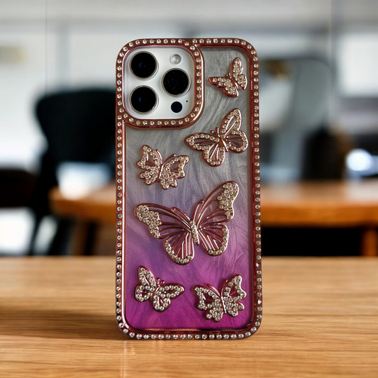 Butterfly Design Pink Color Case for iPhone