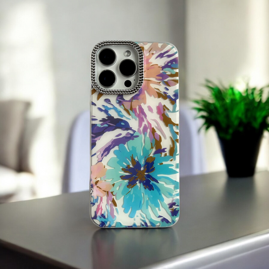 Elegant Floral Bliss Case- Blue&Purple Tie-Dye Design