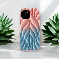 3D Leave Design Pink Blue Dual Tone Silicon Case