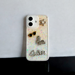 Yellow & White Glitter Queen Luxe Bling Case