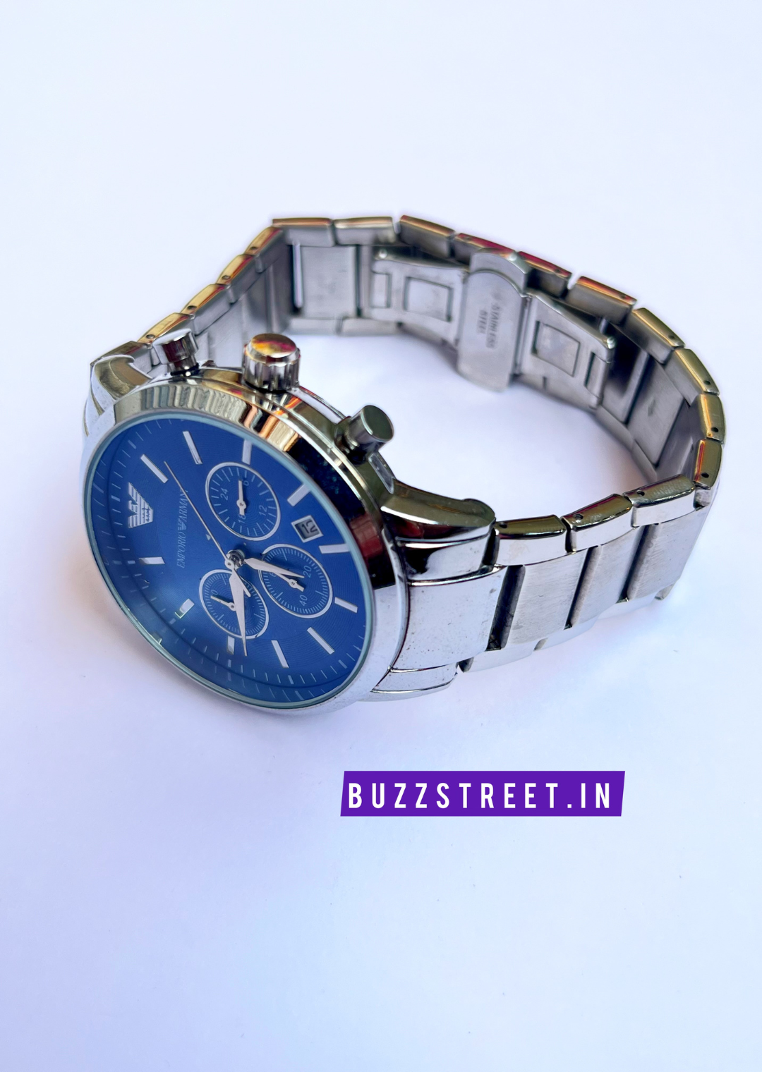 Armani Silver Strap Blue Dial Watch